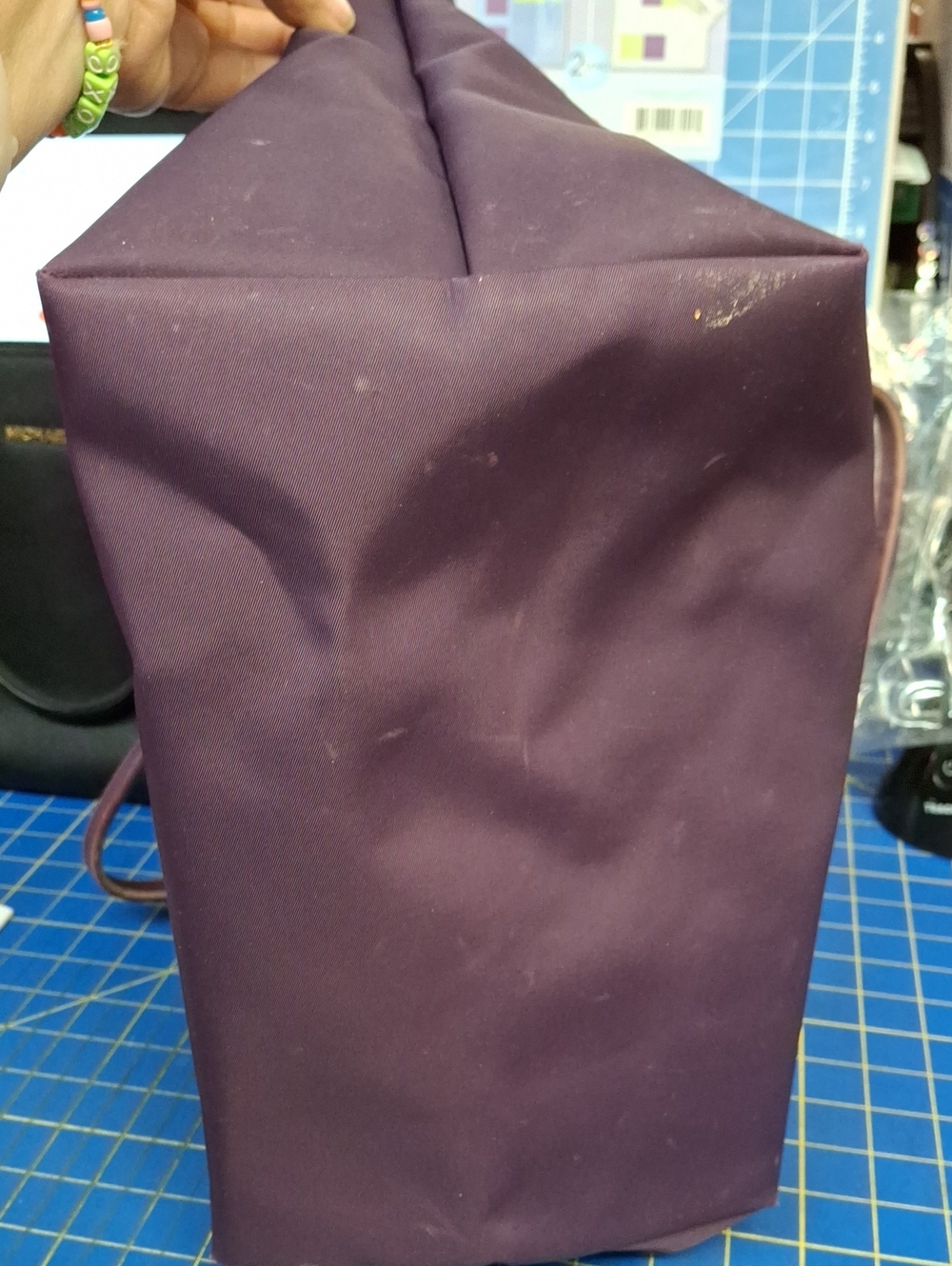 Longchamp Purple Nylon Tote with Leather Trim Preloved - Picture 12 of 16